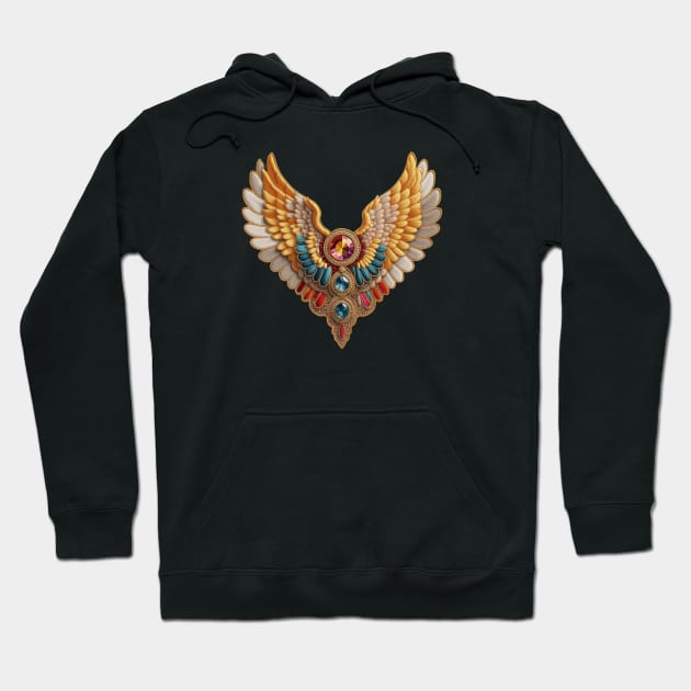 Bejeweled Angel Wings Embroidered Patch Hoodie by Xie